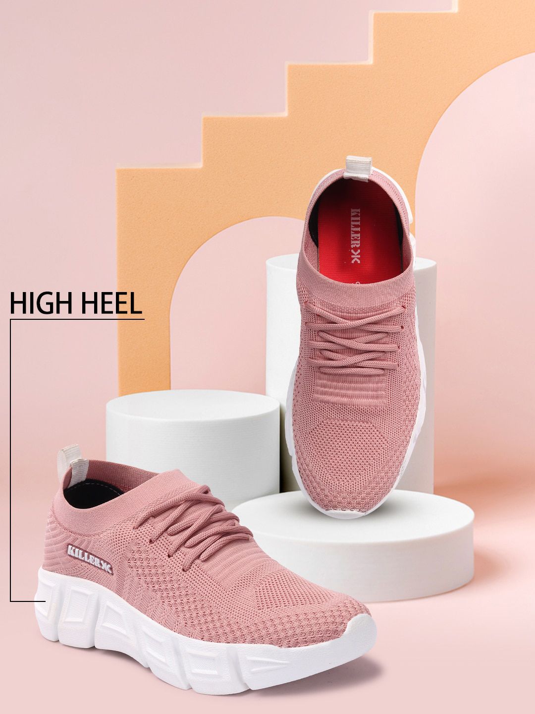 Killer Women Pink Woven Design High-Top Sneakers Price in India
