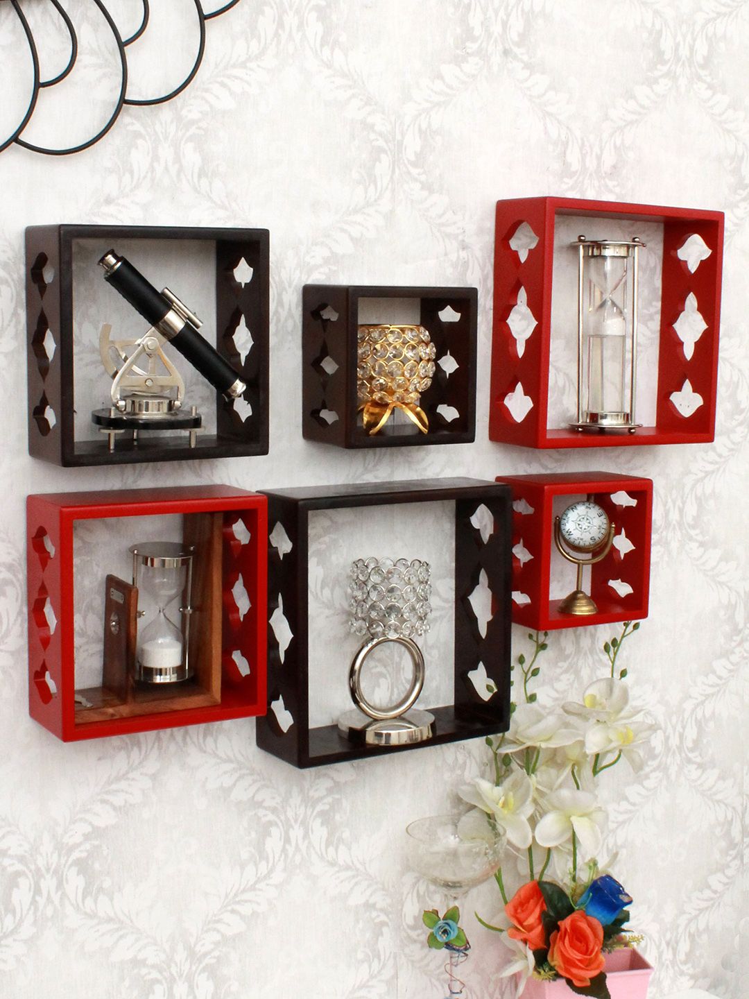 Home Sparkle Set Of 6 Solid Wooden Wall Shelves Price in India