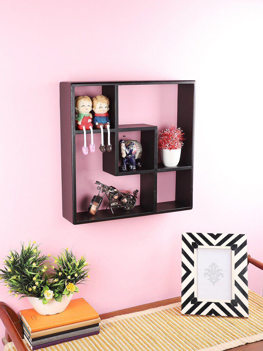 Home Sparkle Black Engineered Wood Floating Shelves Price in India