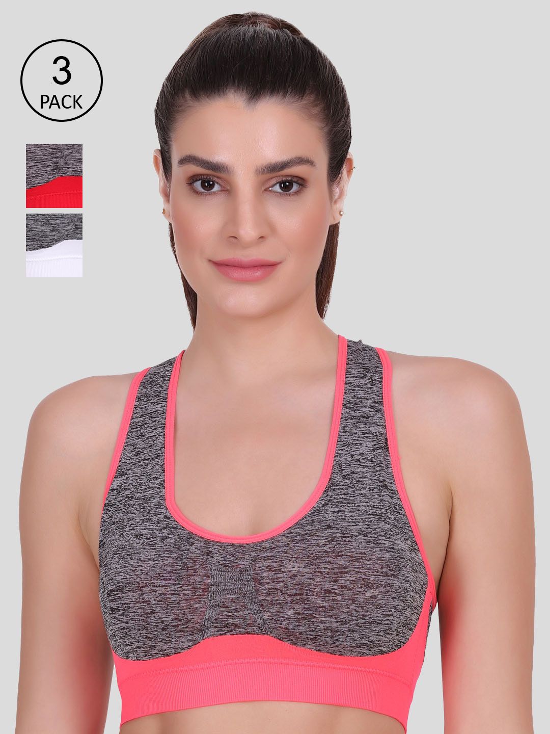 Amour Secret 3 Pink & Grey Workout Rapid dry Bra SB1576 Price in India