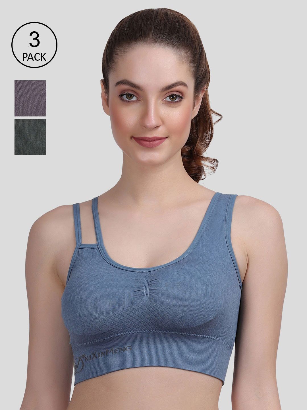 Amour Secret Women Pack of 3 Blue & Green Bra Price in India