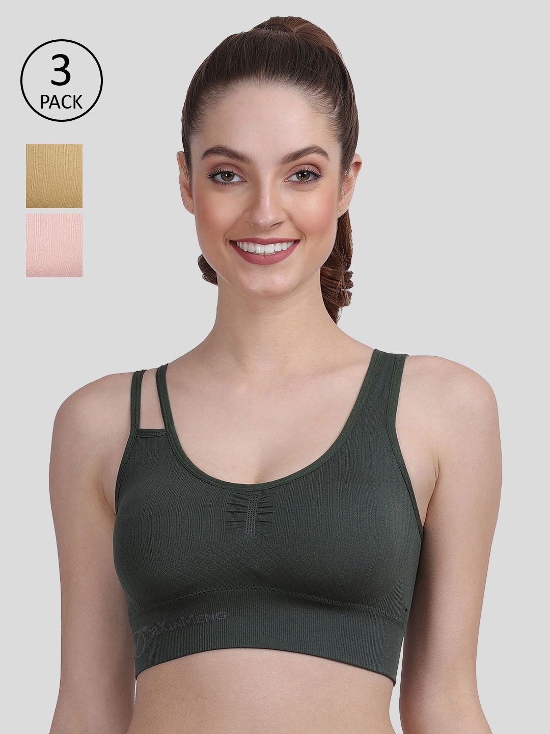 Amour Secret Women Pack of 3 Green & Pink Bra Price in India