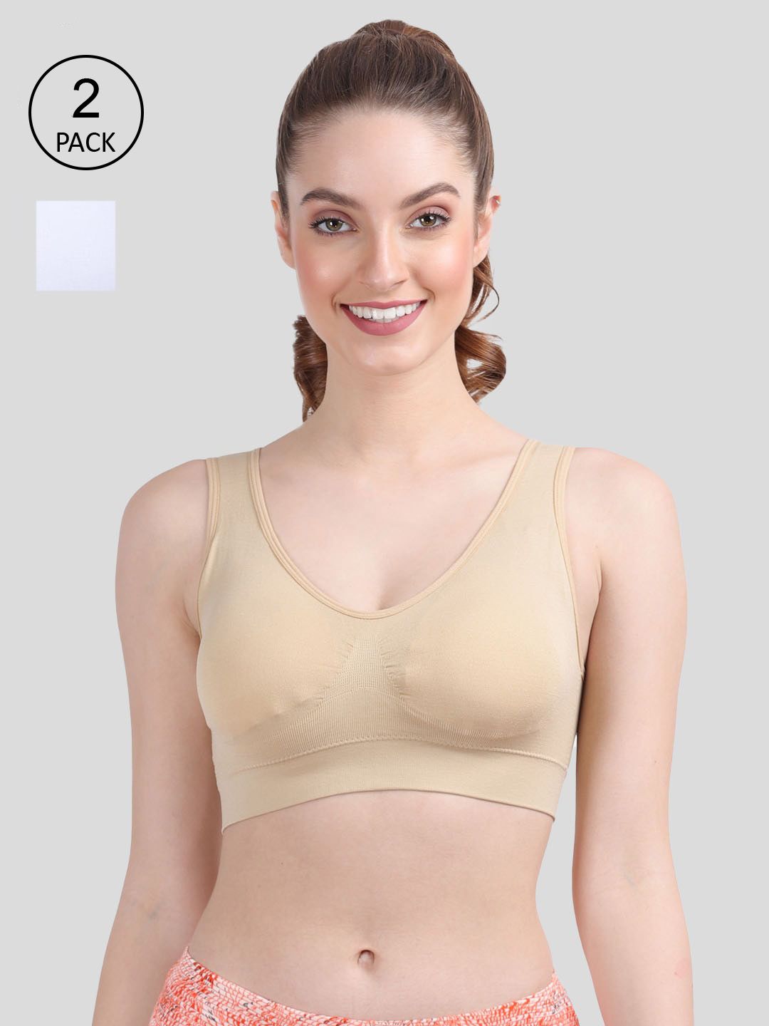 Amour Secret Pack of 2 Beige & White Lightly Padded Bra Price in India