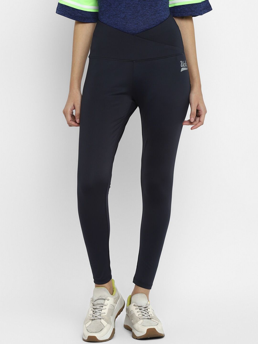 UCLA Women Navy Blue Solid Ankle-Length Tight Price in India