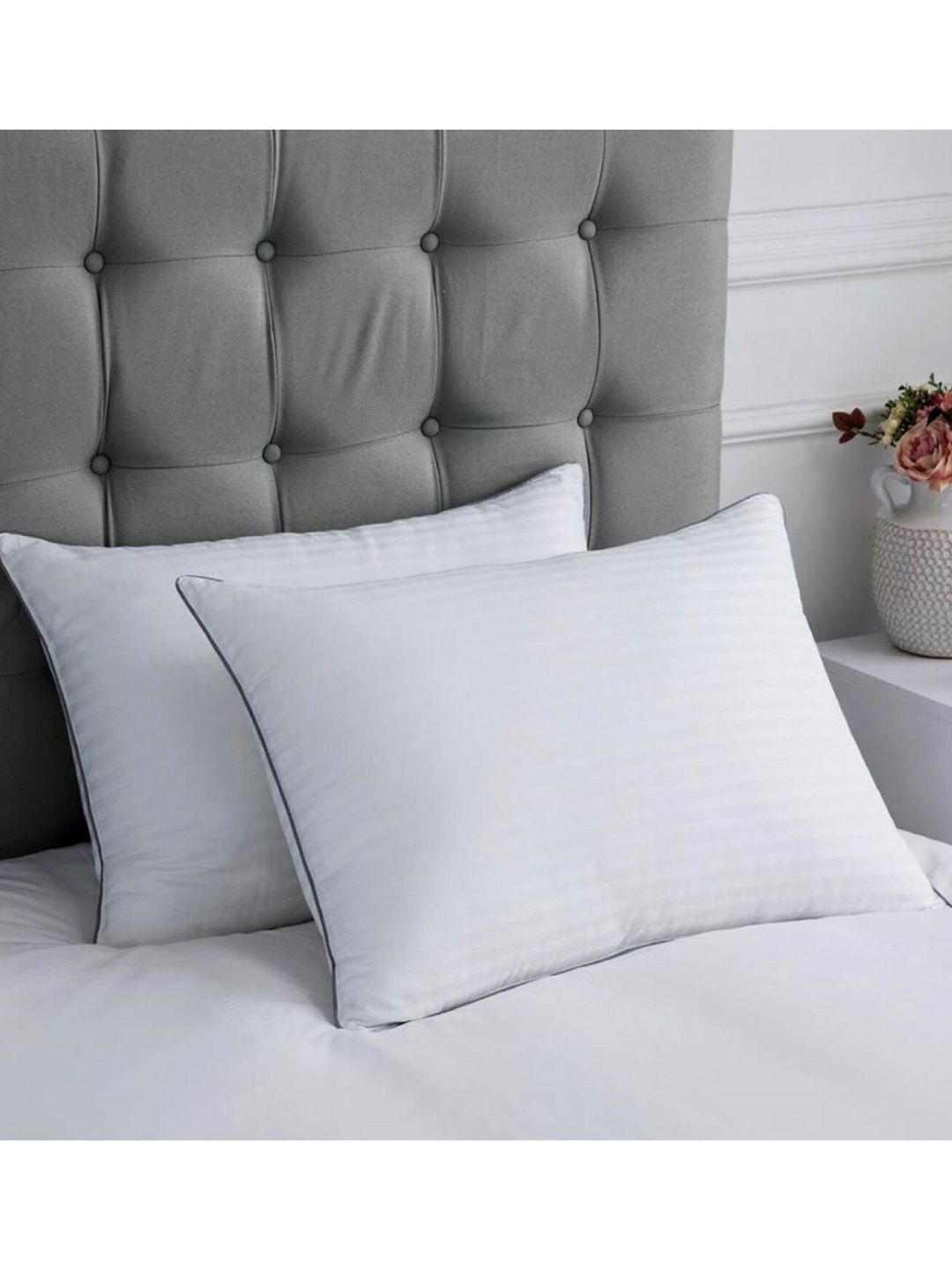 DREAM WEAVERZ Set Of 2 White Striped  Pillows Price in India