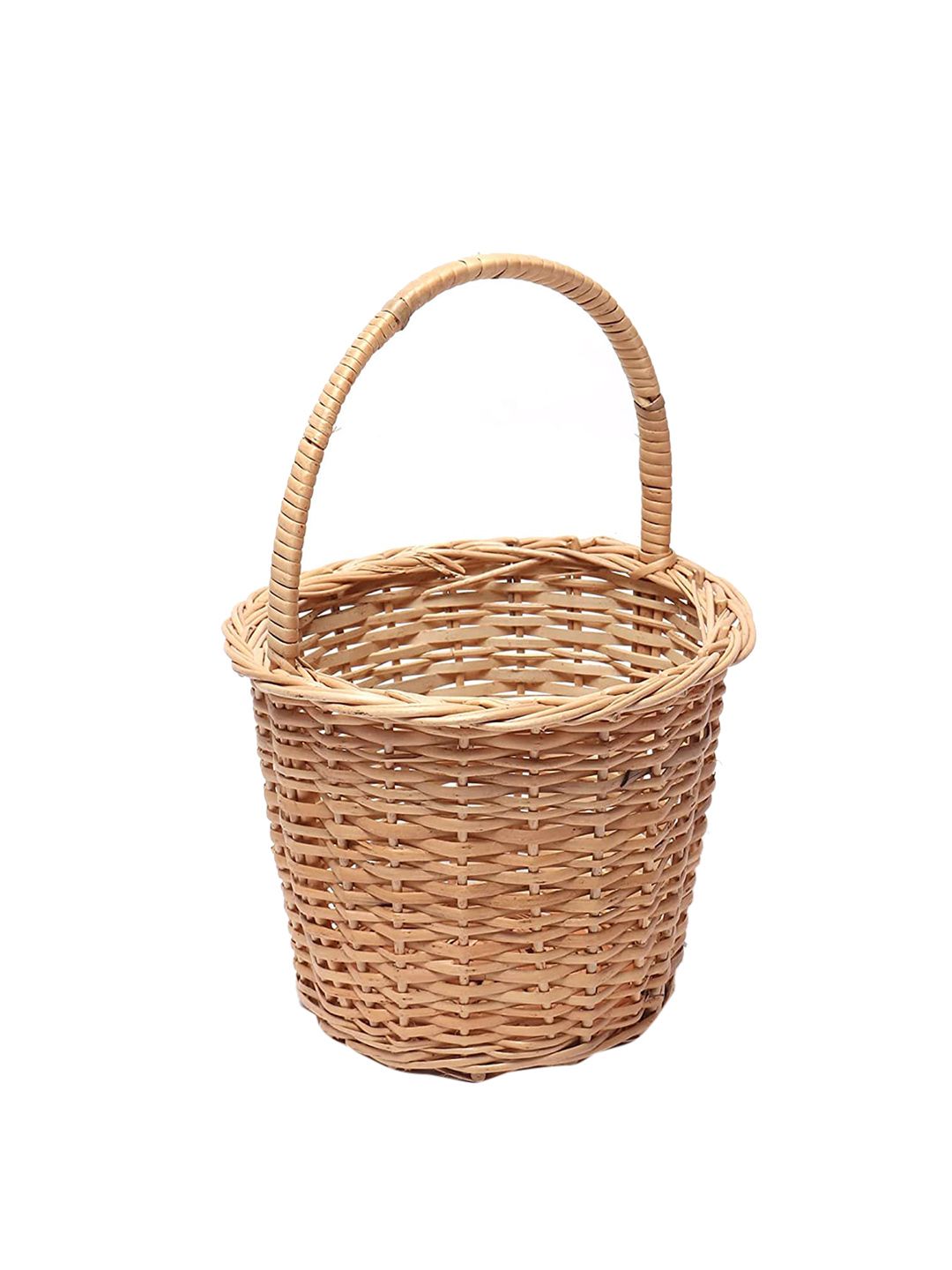 HABERE INDIA Brown Solid Wicker Bucket Basket Price in India