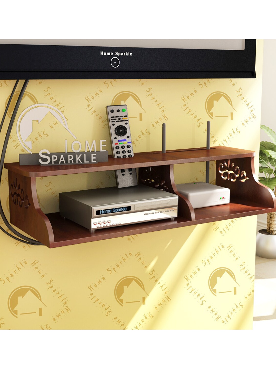 Home Sparkle Brown MDF Wall Mounted Shelf Price in India