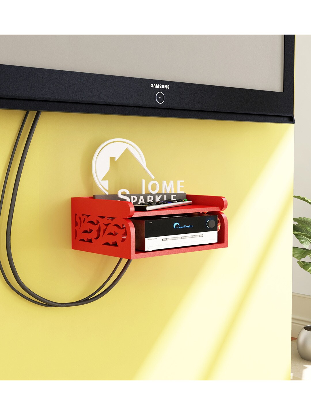 Home Sparkle Red MDF Pocket Wall Shelf Price in India