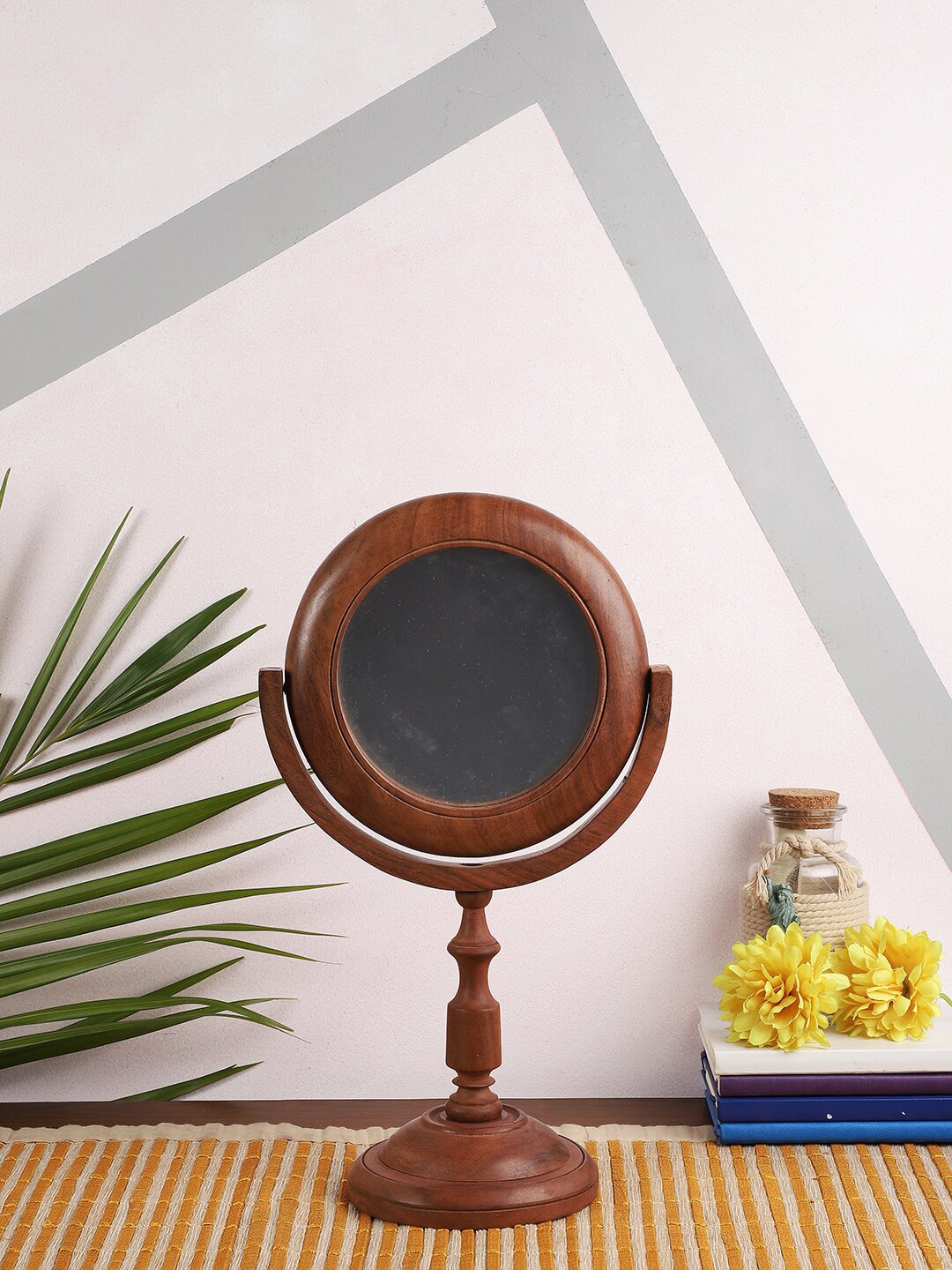 Home Sparkle Brown Solid Double-Sided Mirror Price in India
