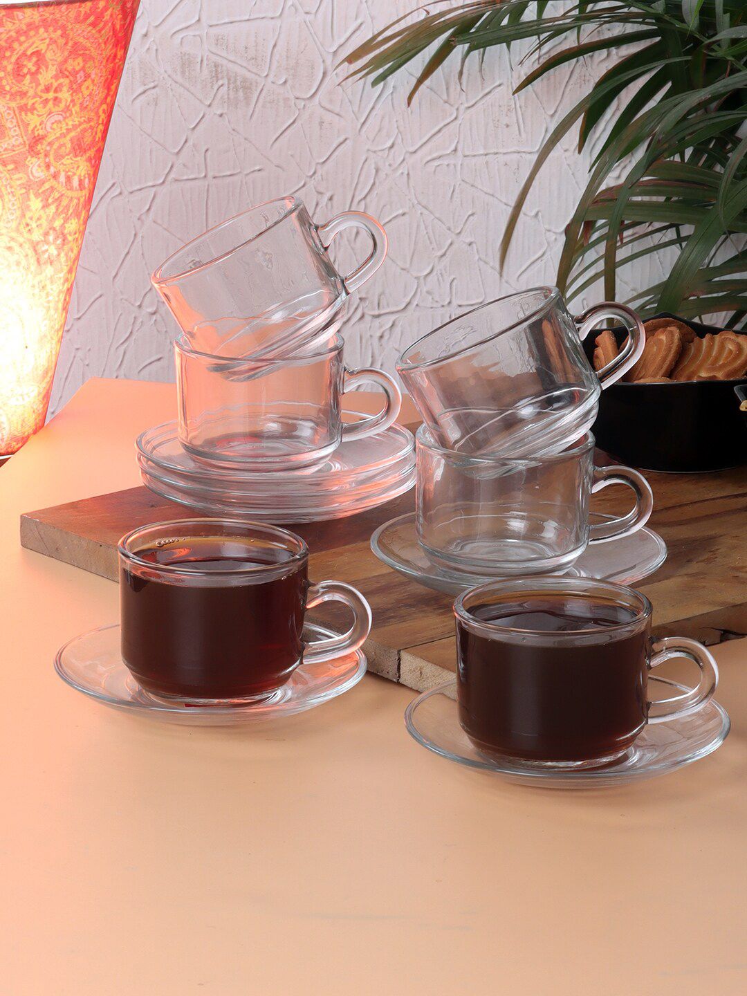 ceradeco Transparent Solid Glass Transparent Cups and Saucers Set of Cups and Mugs Price in India