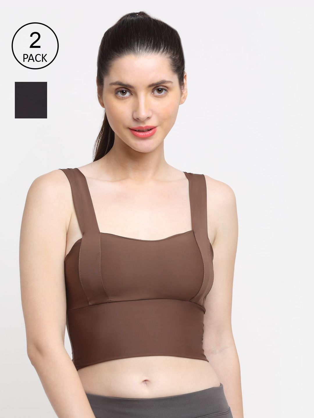 Friskers Pack of 2 Black & Brown Bra Lightly Padded Price in India