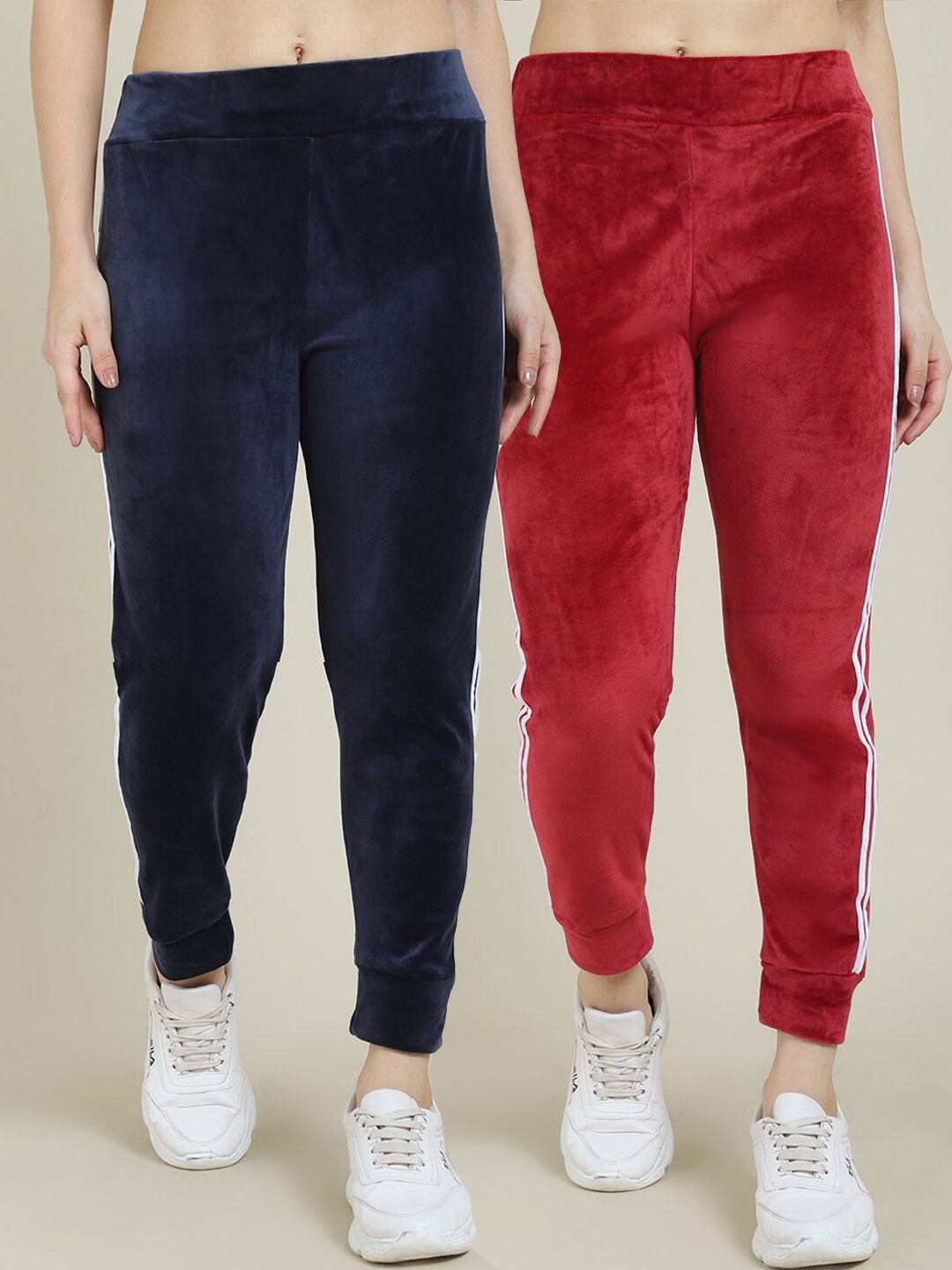 Miaz Lifestyle Women Pack of 2 Maroon & Navy Blue Relaxed-fit Track Pants Price in India