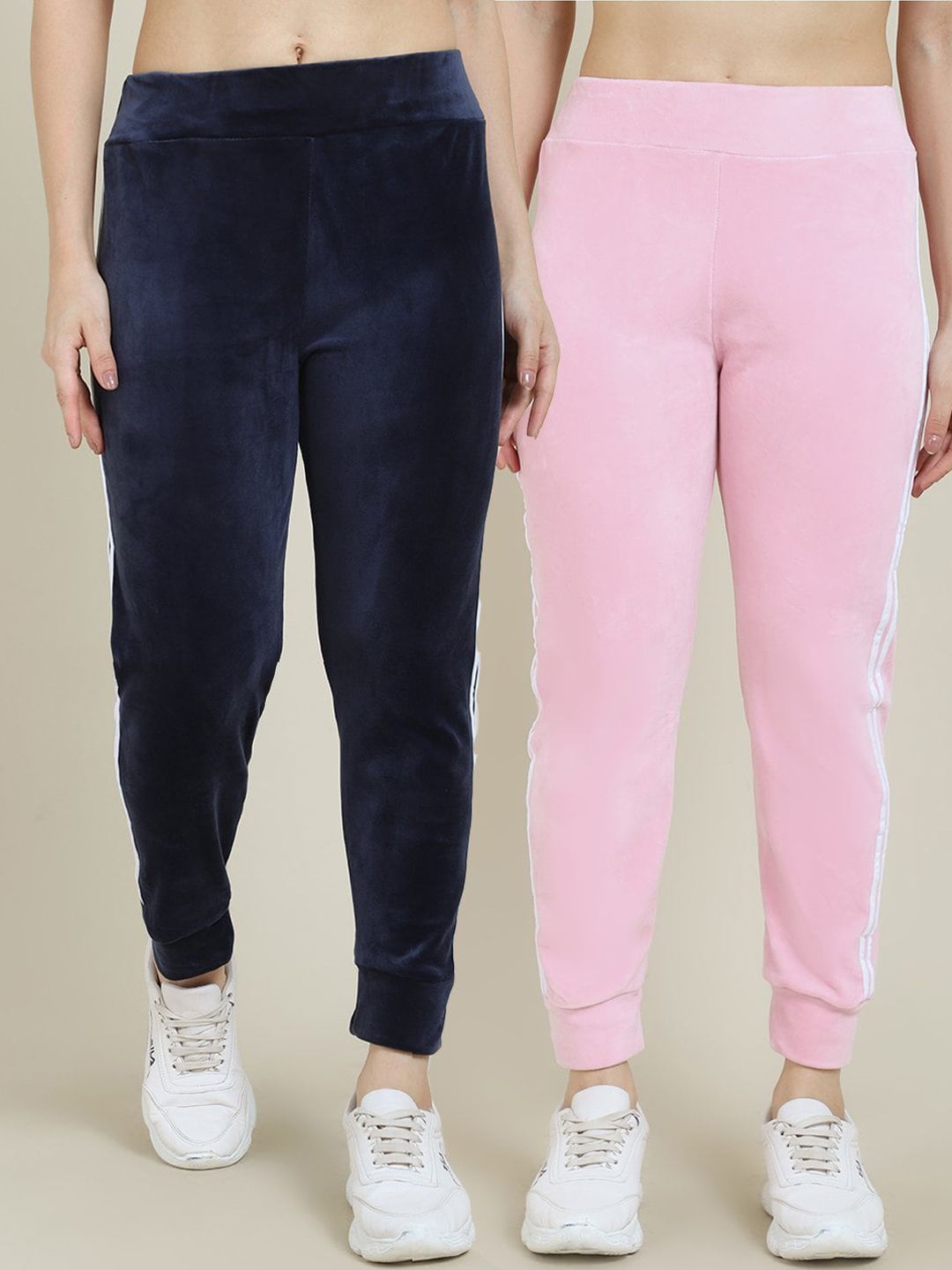 Miaz Lifestyle Women Pack of 2 Navy blue & Pink Relaxed-fit Track Pants Price in India