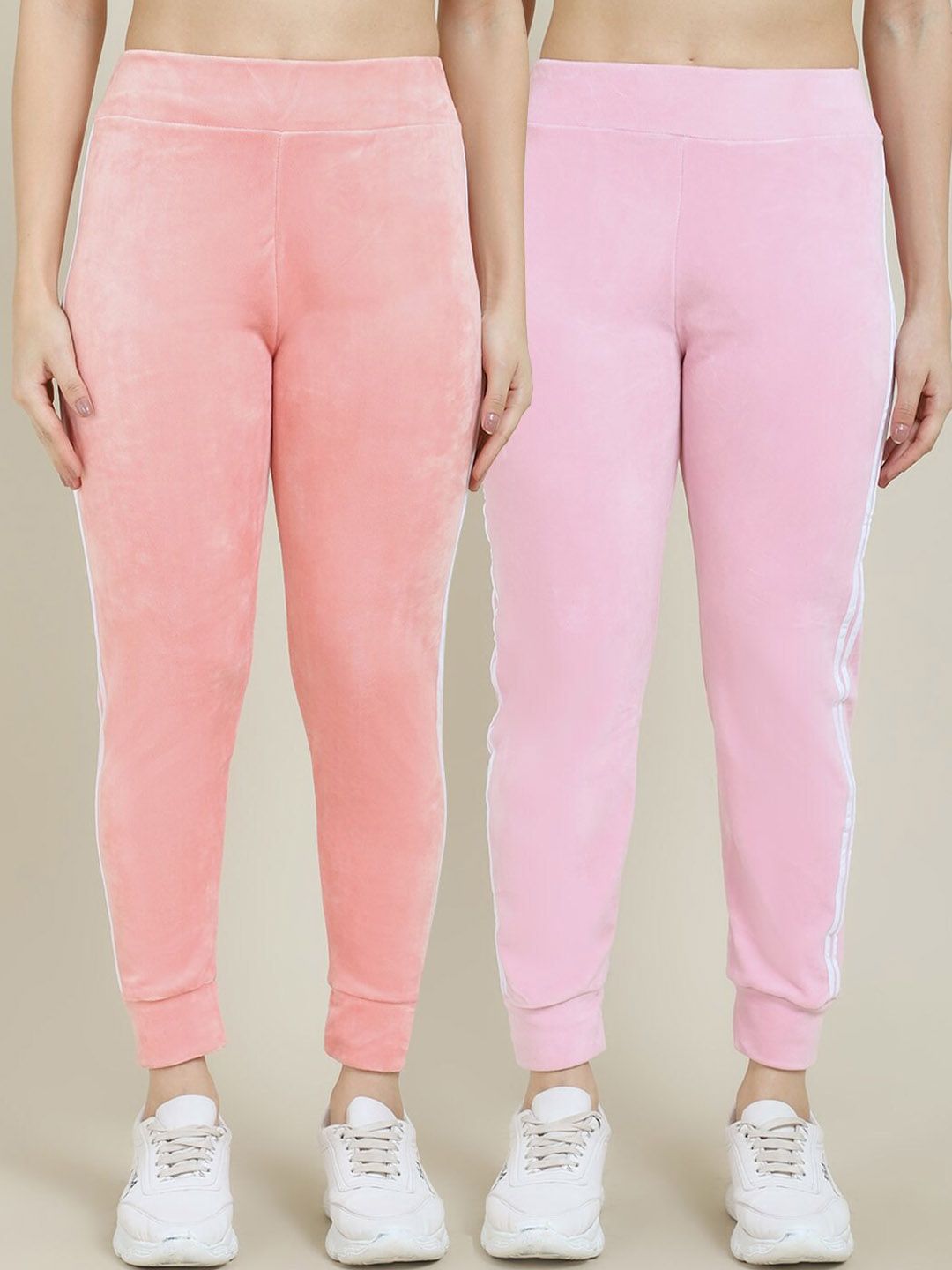 Miaz Lifestyle Women Pack of 2 Peach & Pink Relaxed-fit Track Pants Price in India