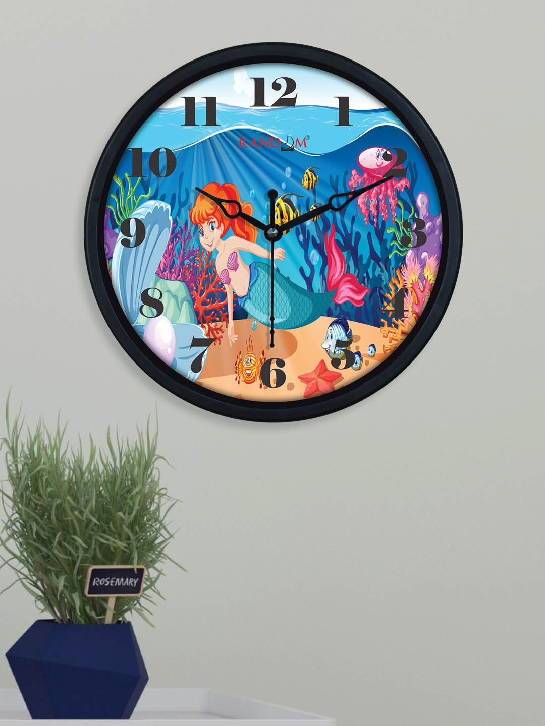 RANDOM Blue & Black Printed Contemporary Wall Clock Price in India