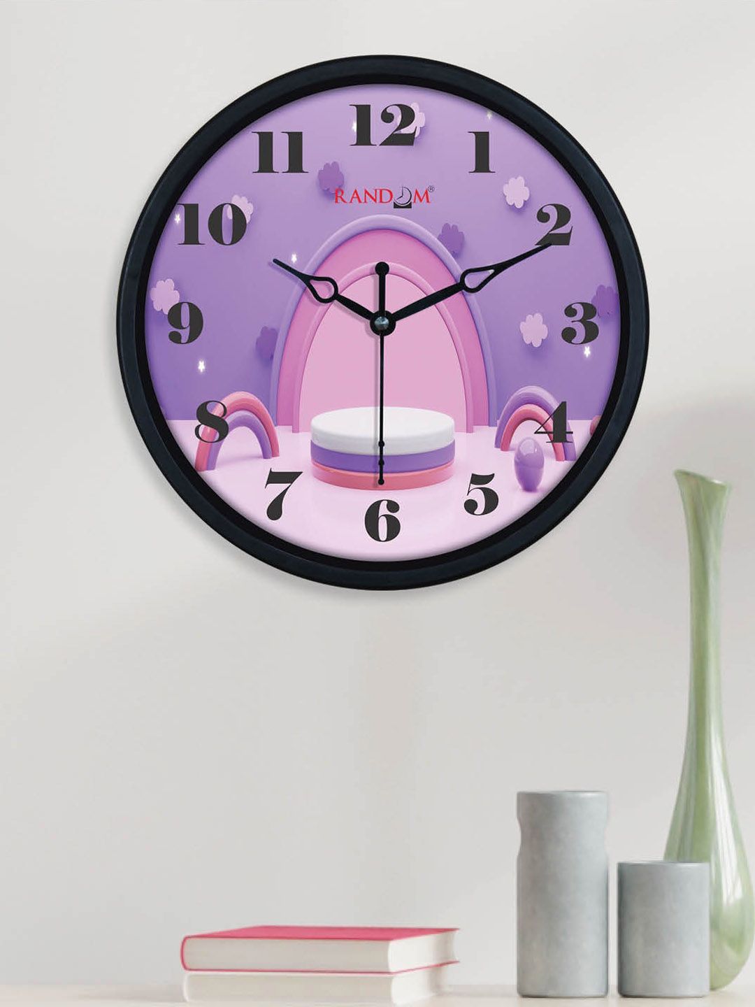 RANDOM Purple & Pink Printed Traditional Wall Clock Price in India