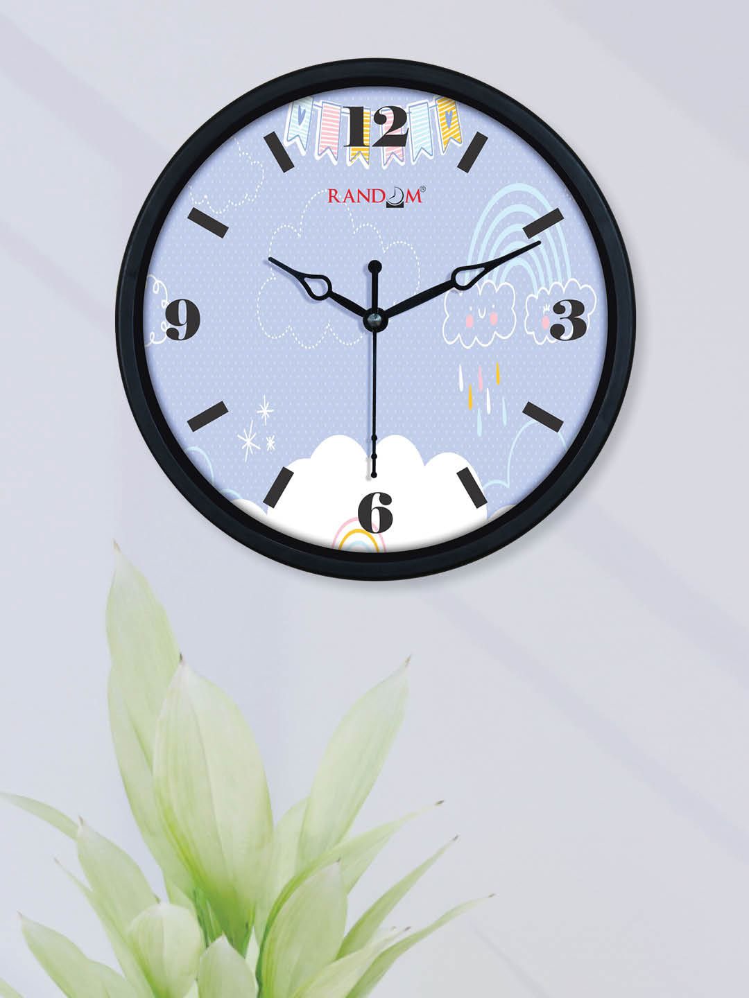 RANDOM Black & Grey Printed Contemporary Wall Clock Price in India