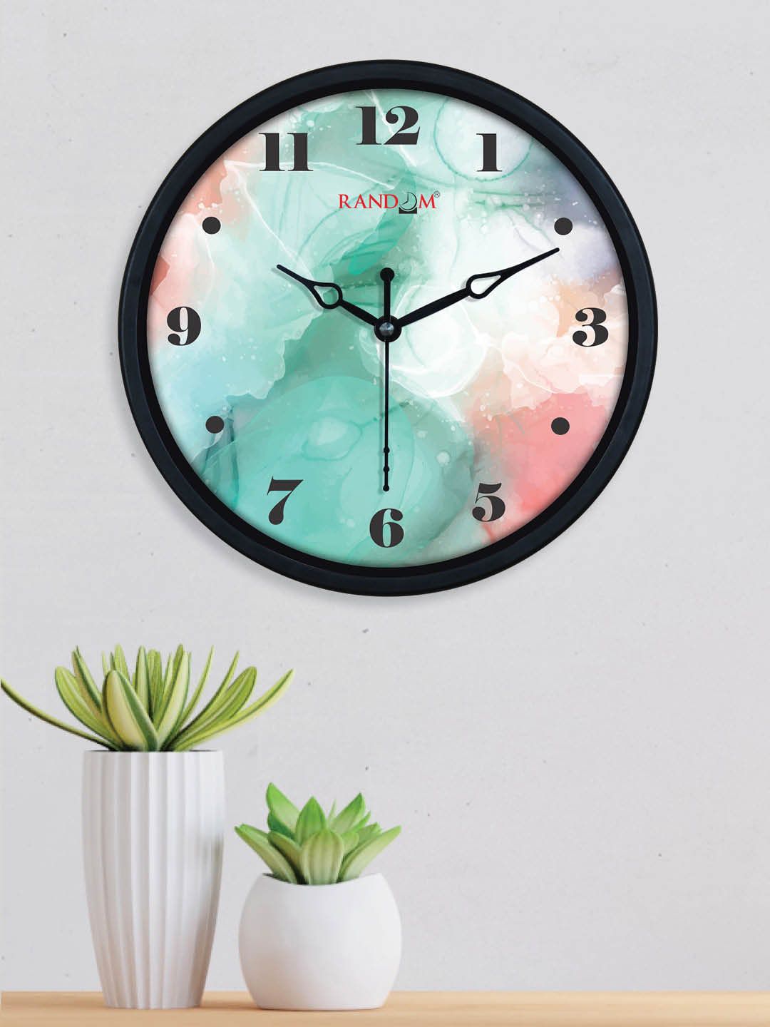 RANDOM Black & Green Printed Contemporary Wall Clock Price in India