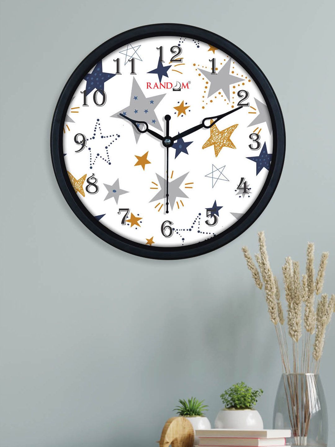 RANDOM White & Black Printed Contemporary Wall Clock Price in India