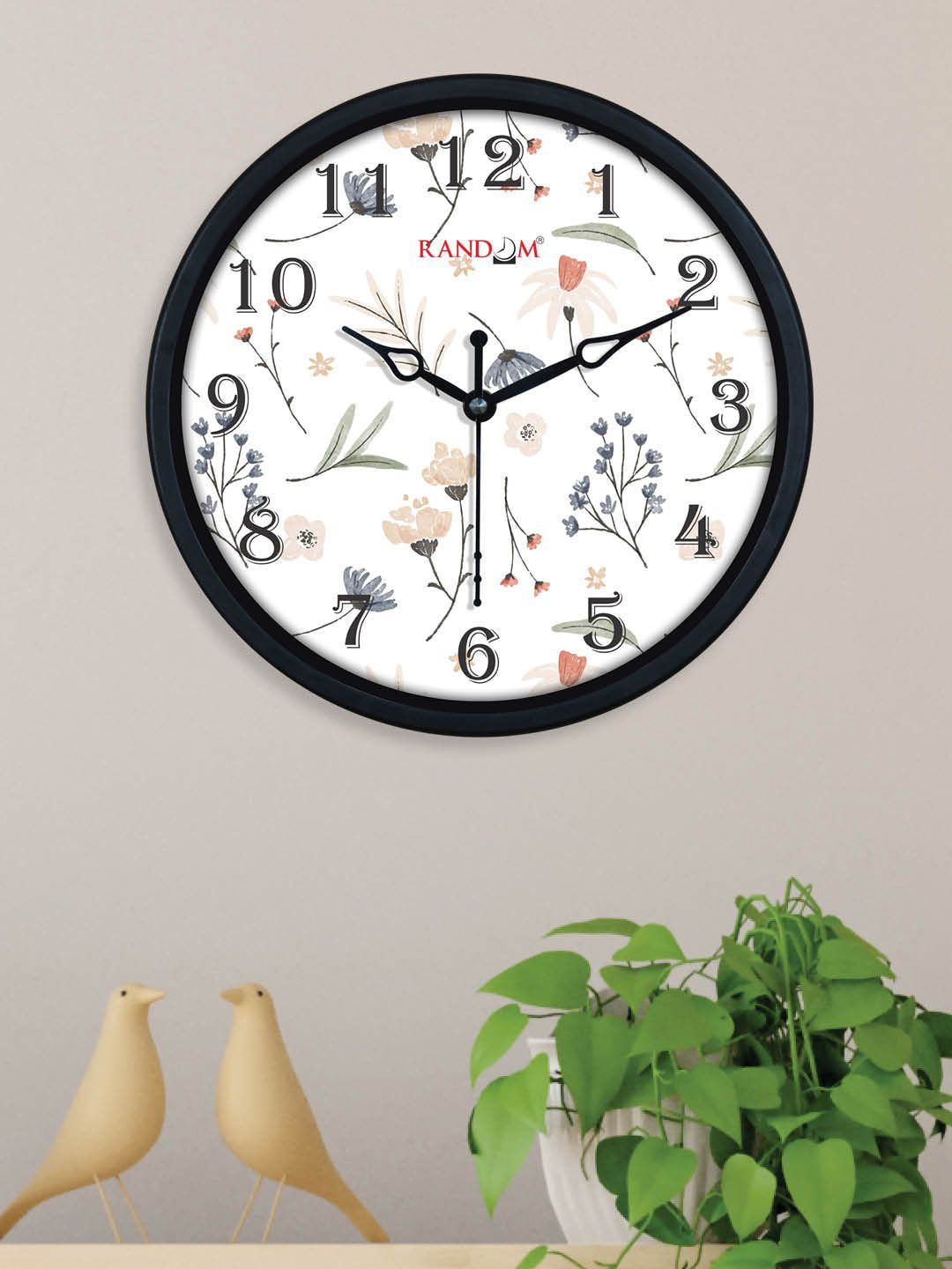 RANDOM White & Grey Printed Traditional Wall Clock Price in India