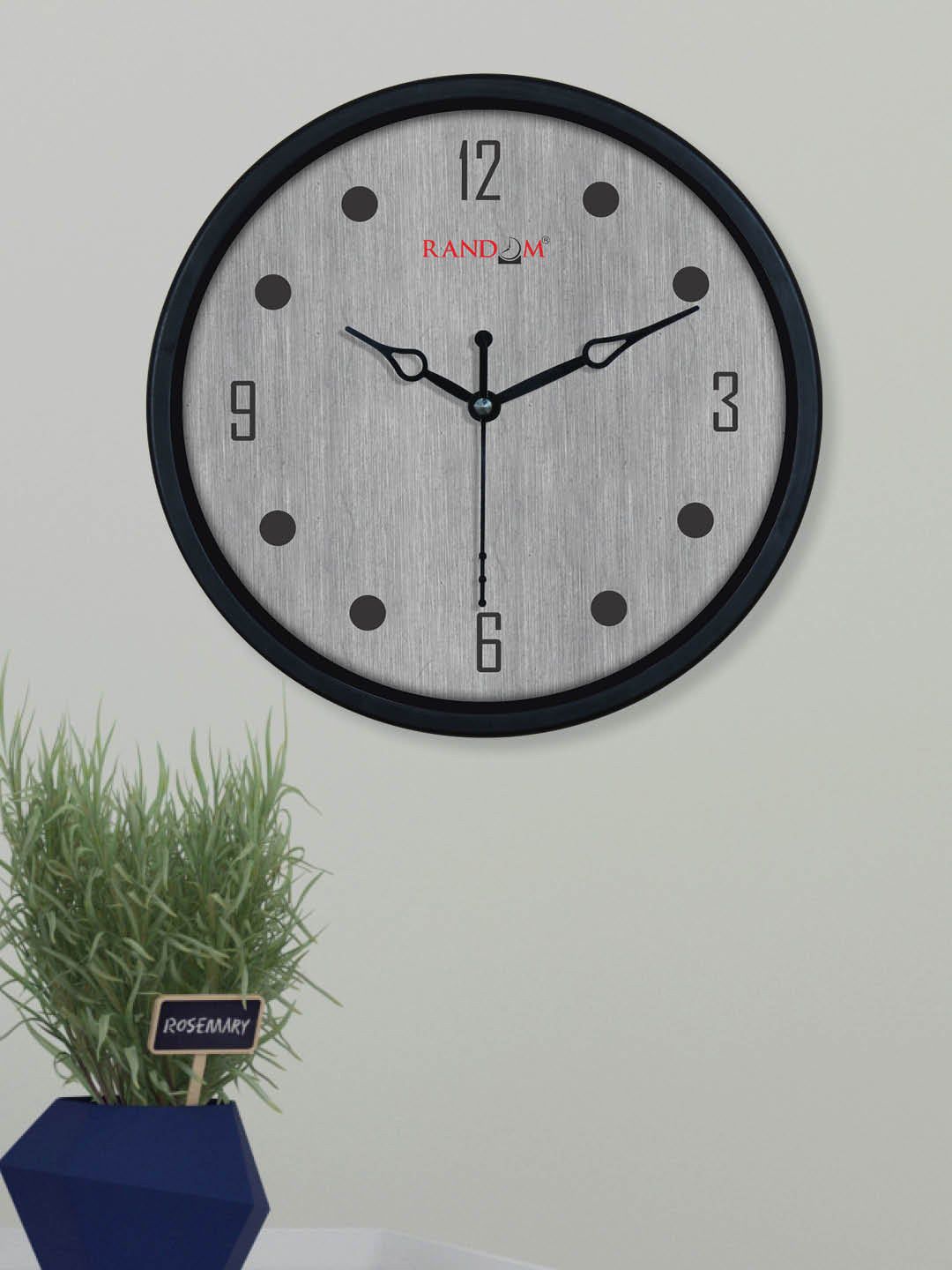 RANDOM Grey & Black Traditional Wall Clock Price in India