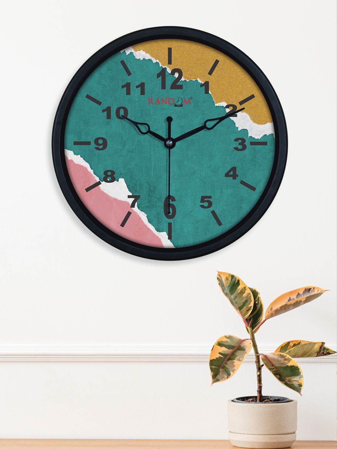 RANDOM Teal & Green Printed Traditional Wall Clock Price in India