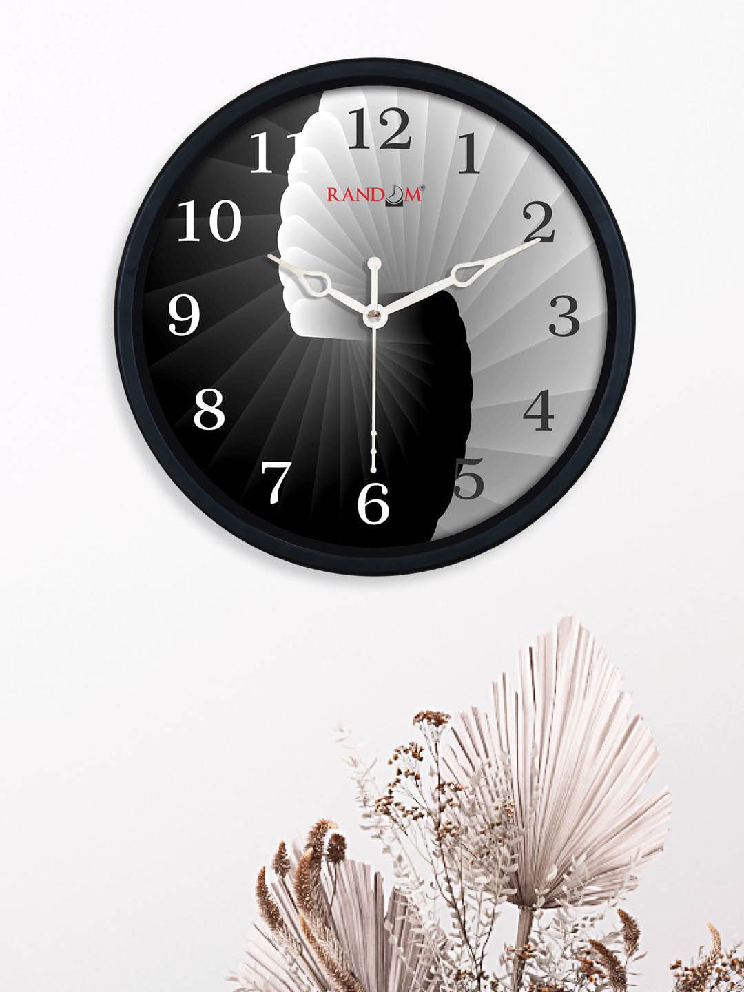 RANDOM Black & Grey Printed Contemporary Wall Clock Price in India