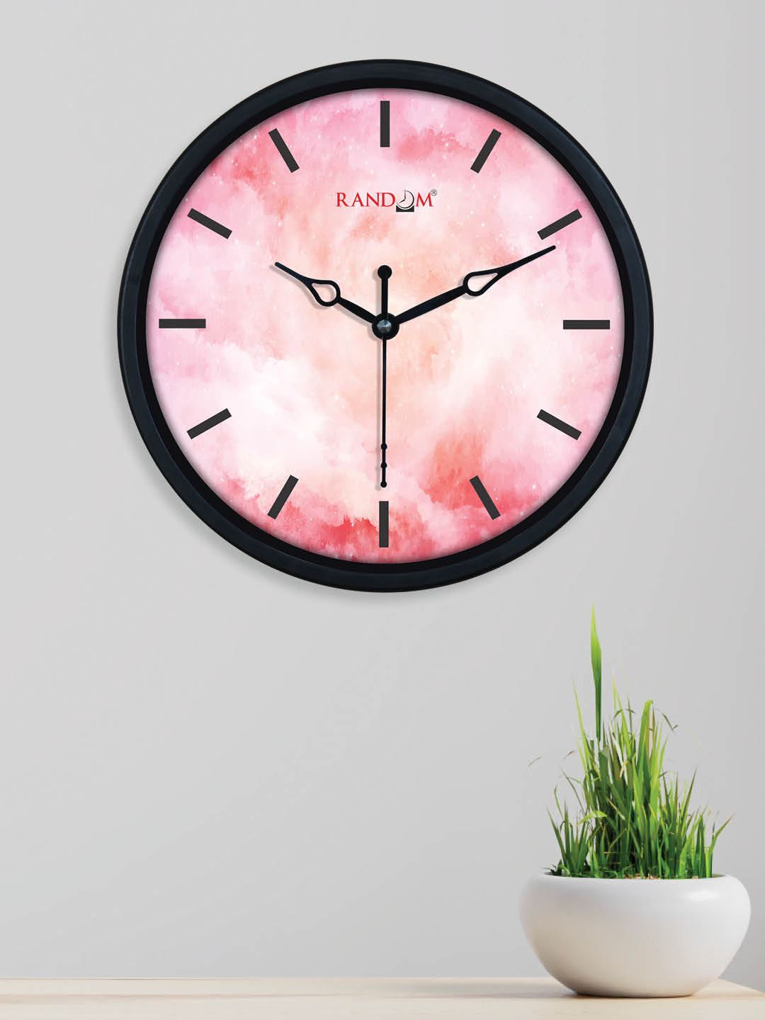 RANDOM Pink & Orange Printed Traditional Wall Clock Price in India