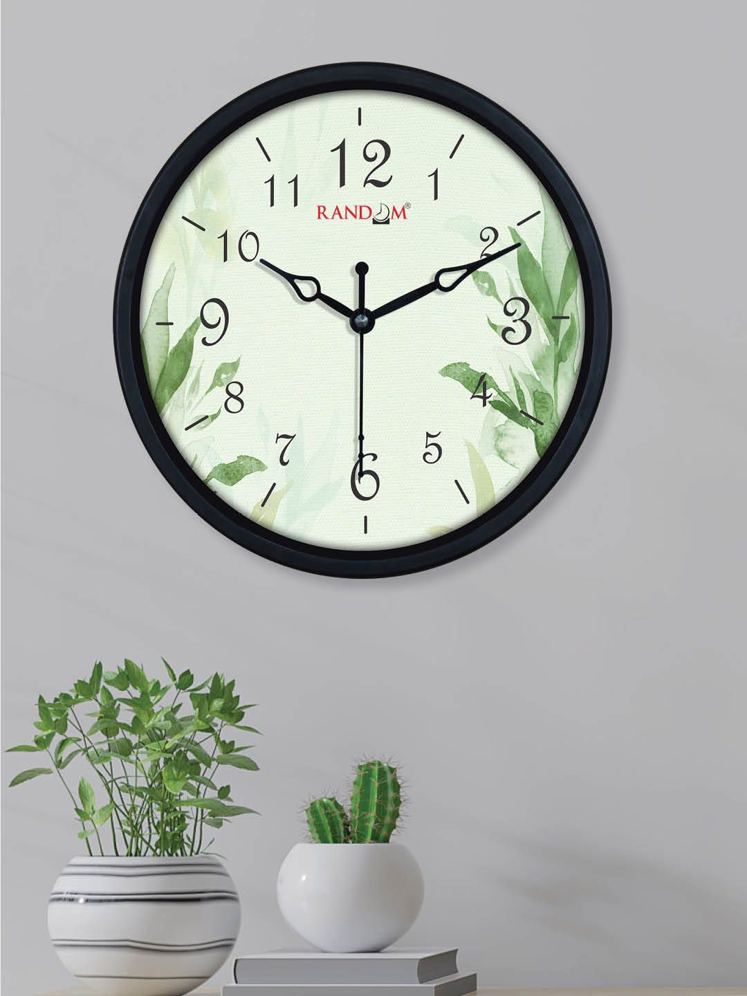 RANDOM Green & Black Printed Contemporary Wall Clock Price in India