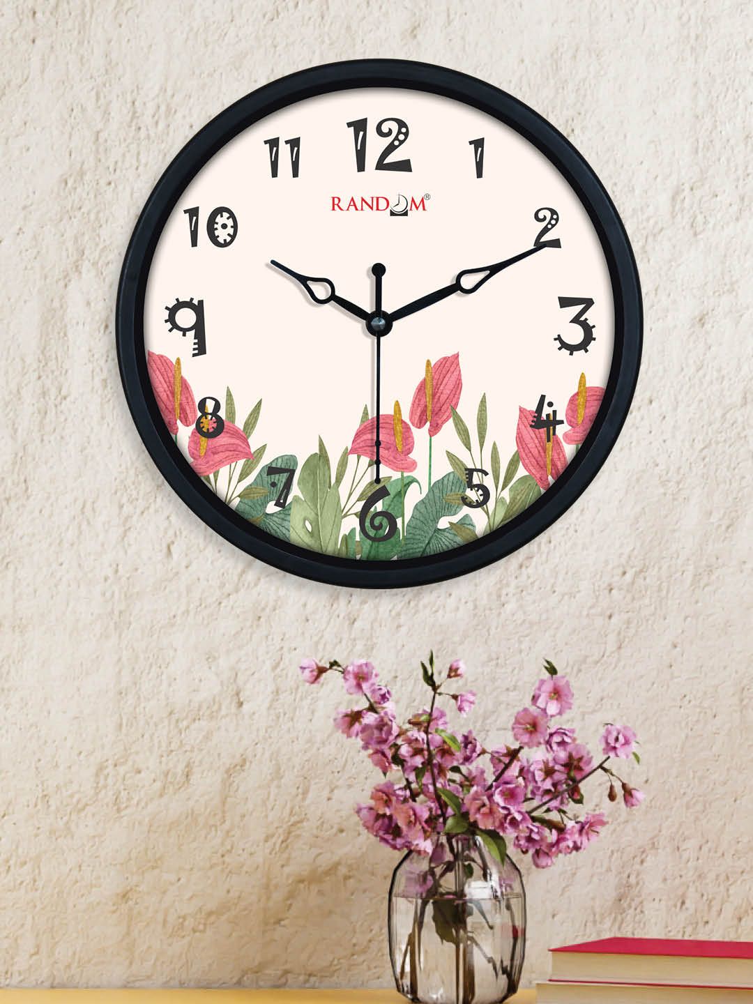 RANDOM White & Green Printed Wall Clock Price in India