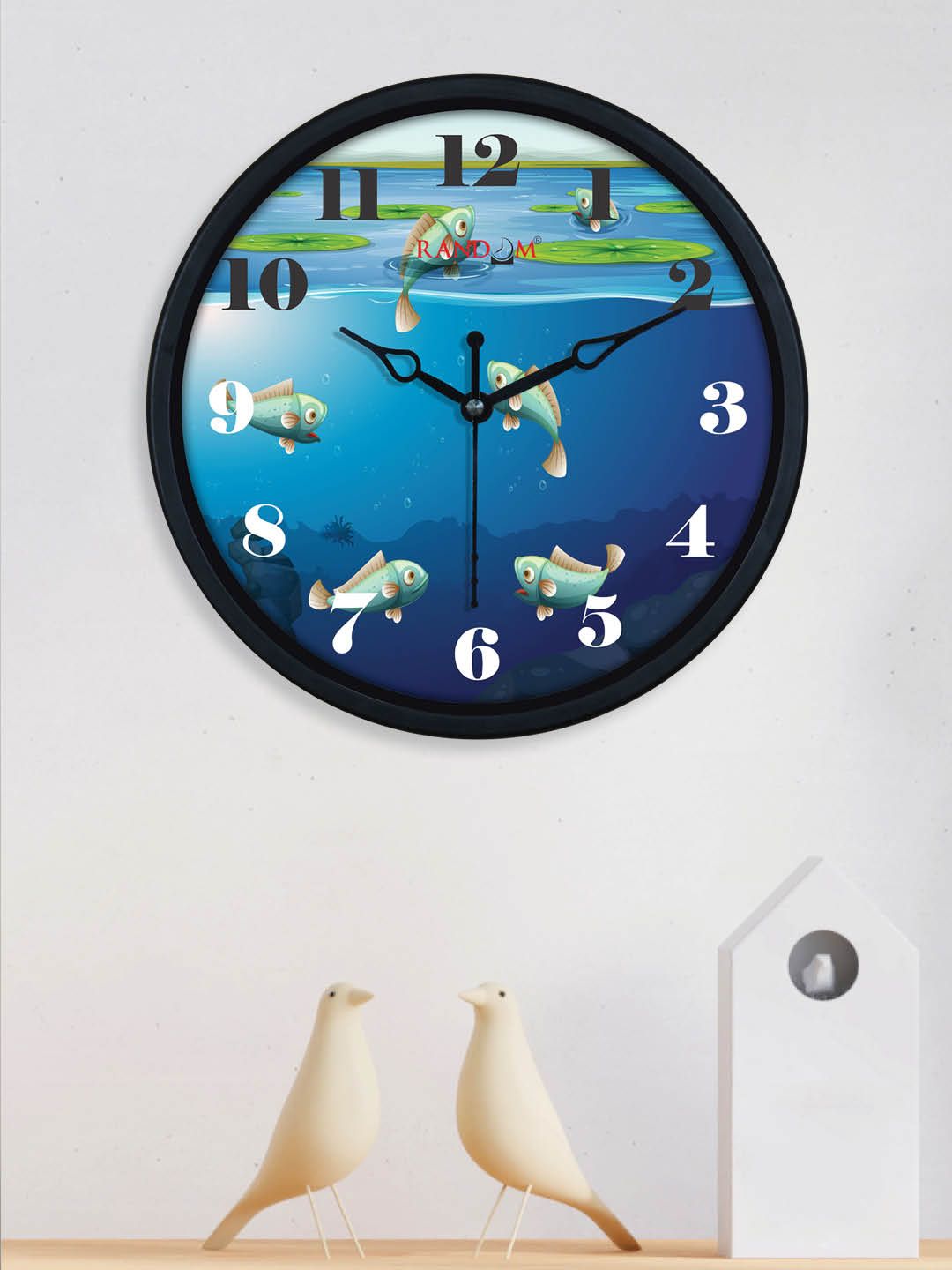 RANDOM Blue & Green Printed Contemporary Wall Clock Price in India