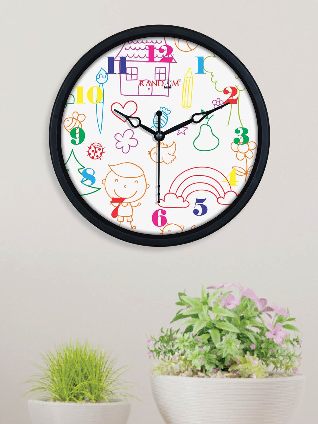 RANDOM White & Blue Printed Contemporary Wall Clock Price in India