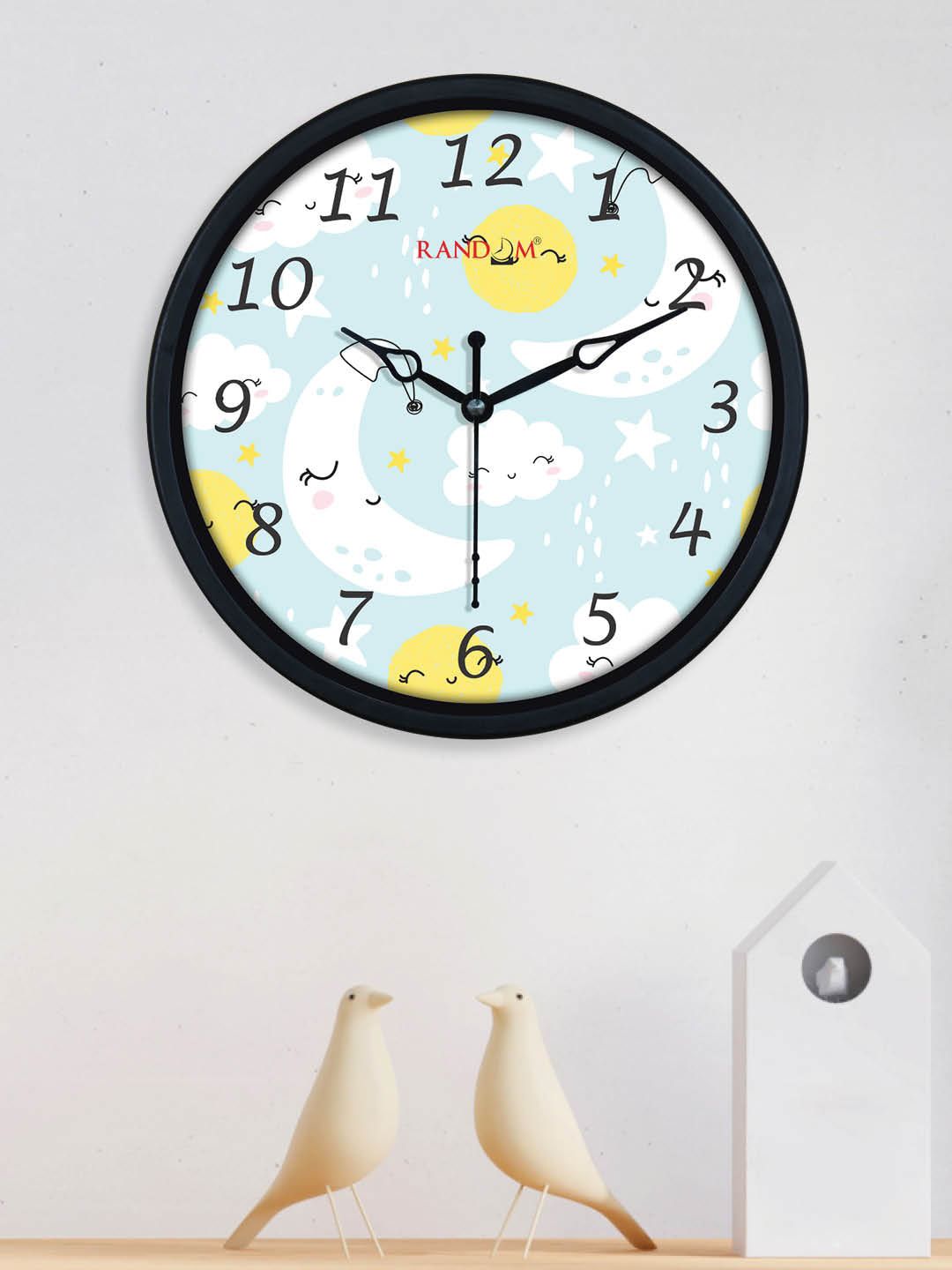 RANDOM Blue & White Printed Contemporary Wall Clock Price in India