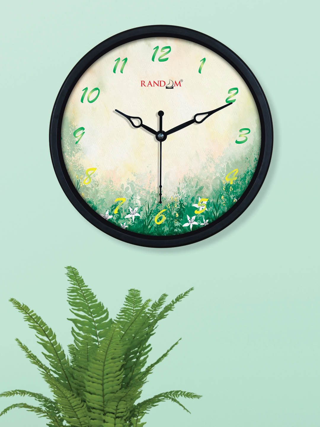 RANDOM Green & Black Printed Contemporary Wall Clock Price in India