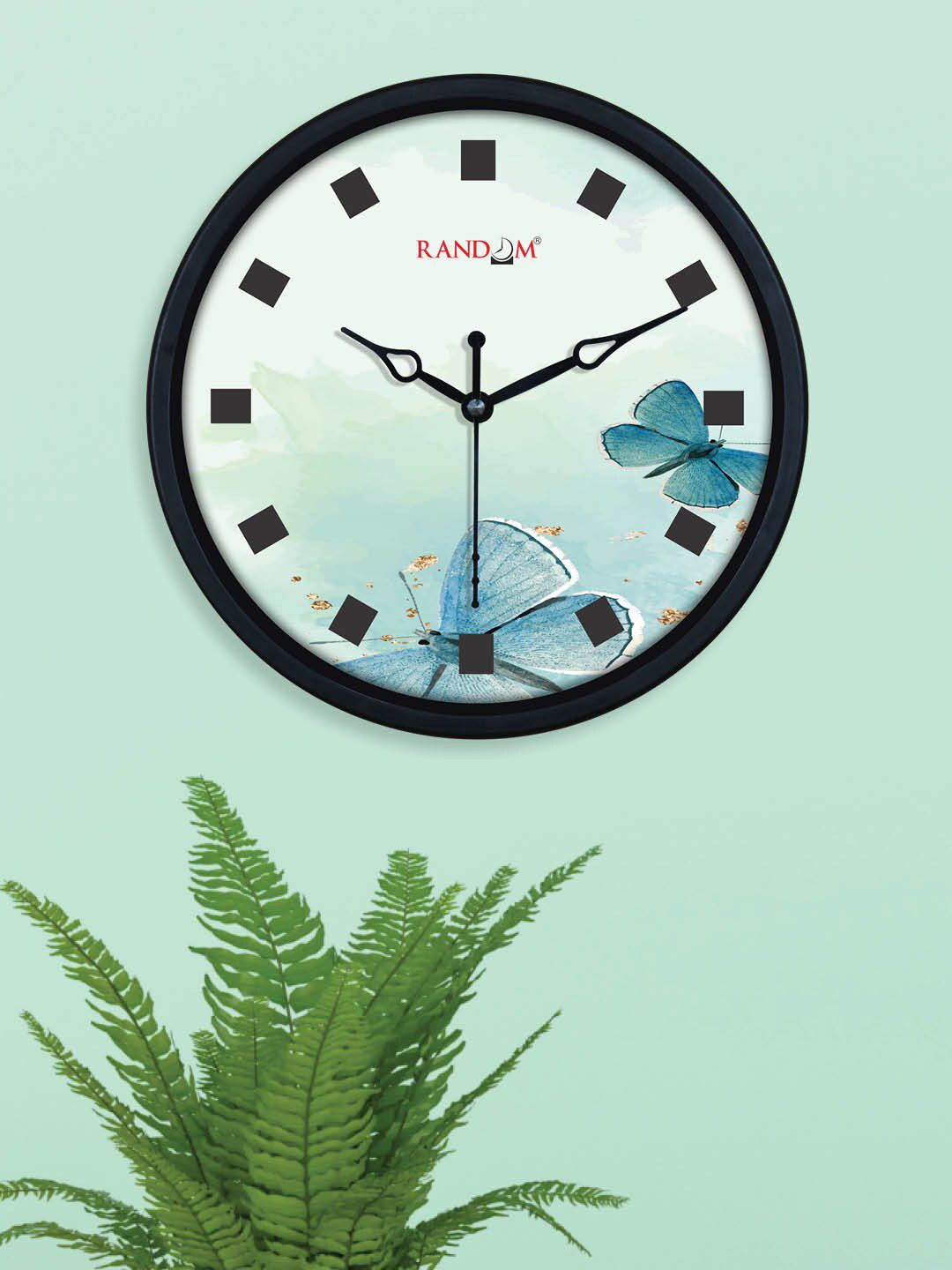 RANDOM Blue & Black Printed Contemporary Wall Clock Price in India