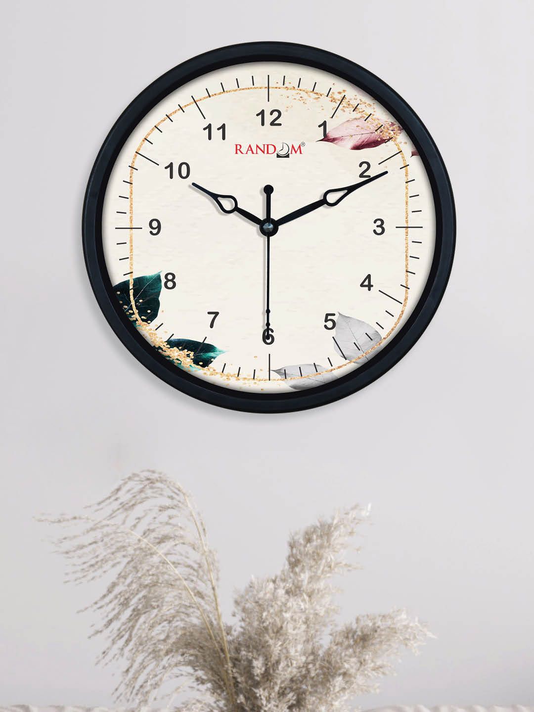 RANDOM Cream-Coloured & Black Printed Plastic Traditional Wall Clock Price in India