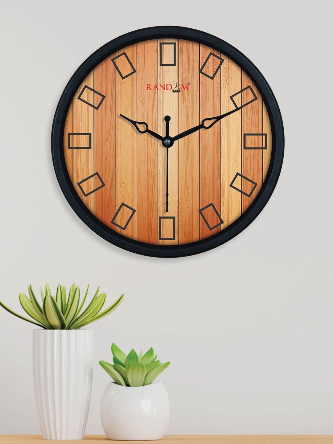 RANDOM Brown & Black Printed Contemporary Wall Clock Price in India