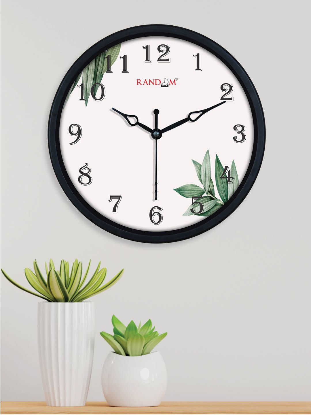 RANDOM Leaf Printed Analogue Contemporary Plastic Wall Clock Price in India