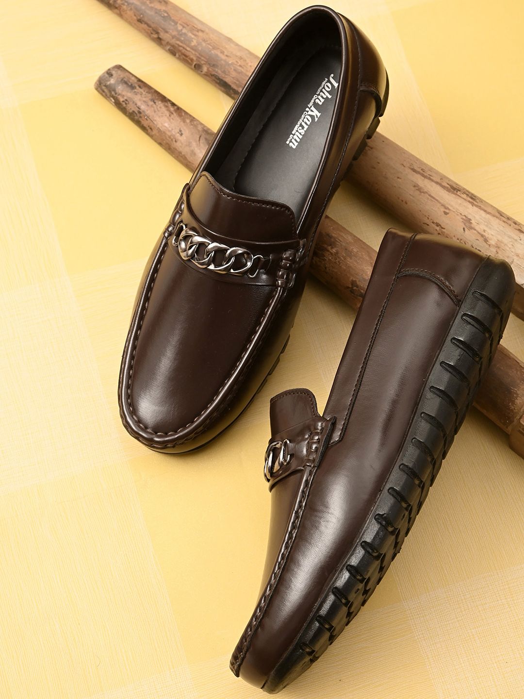 John Karsun Men Brown Textured Loafers