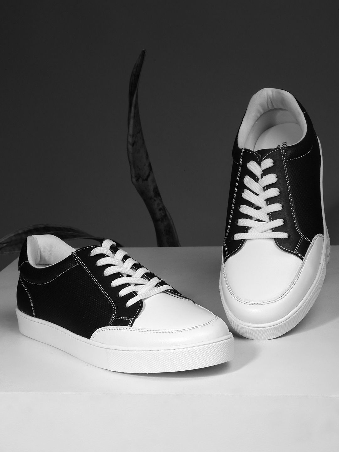 Tokyo Talkies Women Black & White PU Sneakers Price in India