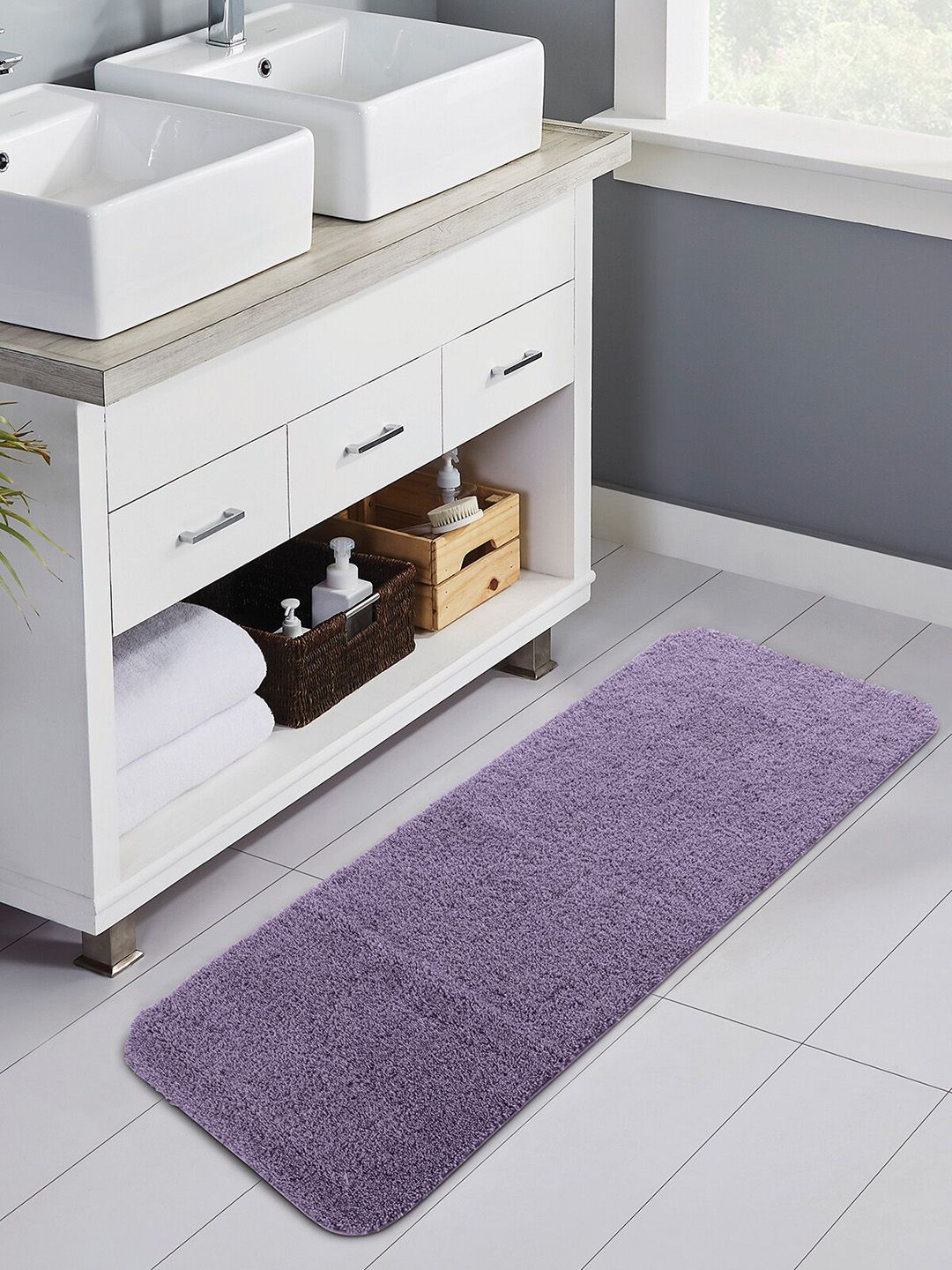 OBSESSIONS Mauve Solid Anti-skid Bath Rugs Price in India