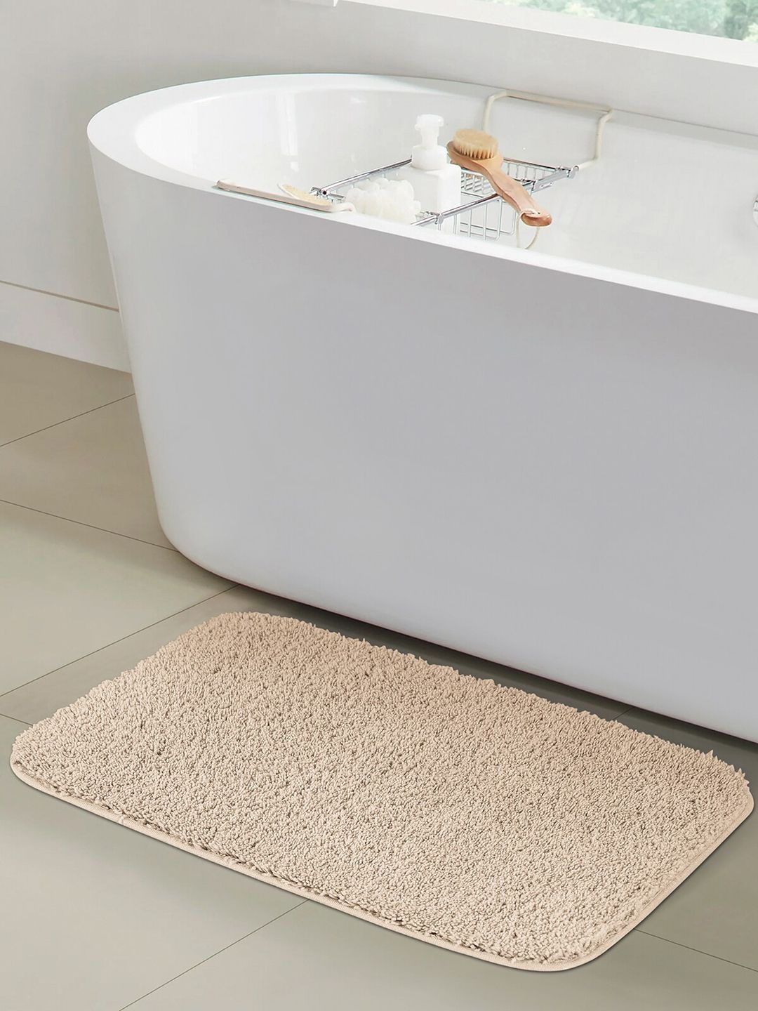 OBSESSIONS Beige Solid 1400 GSM Bath Rugs Price in India