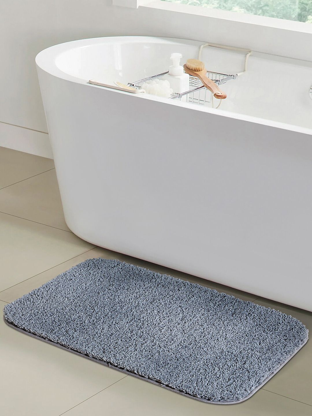 OBSESSIONS Grey Solid 1400 GSM Anti-Skid Bath Mat Price in India