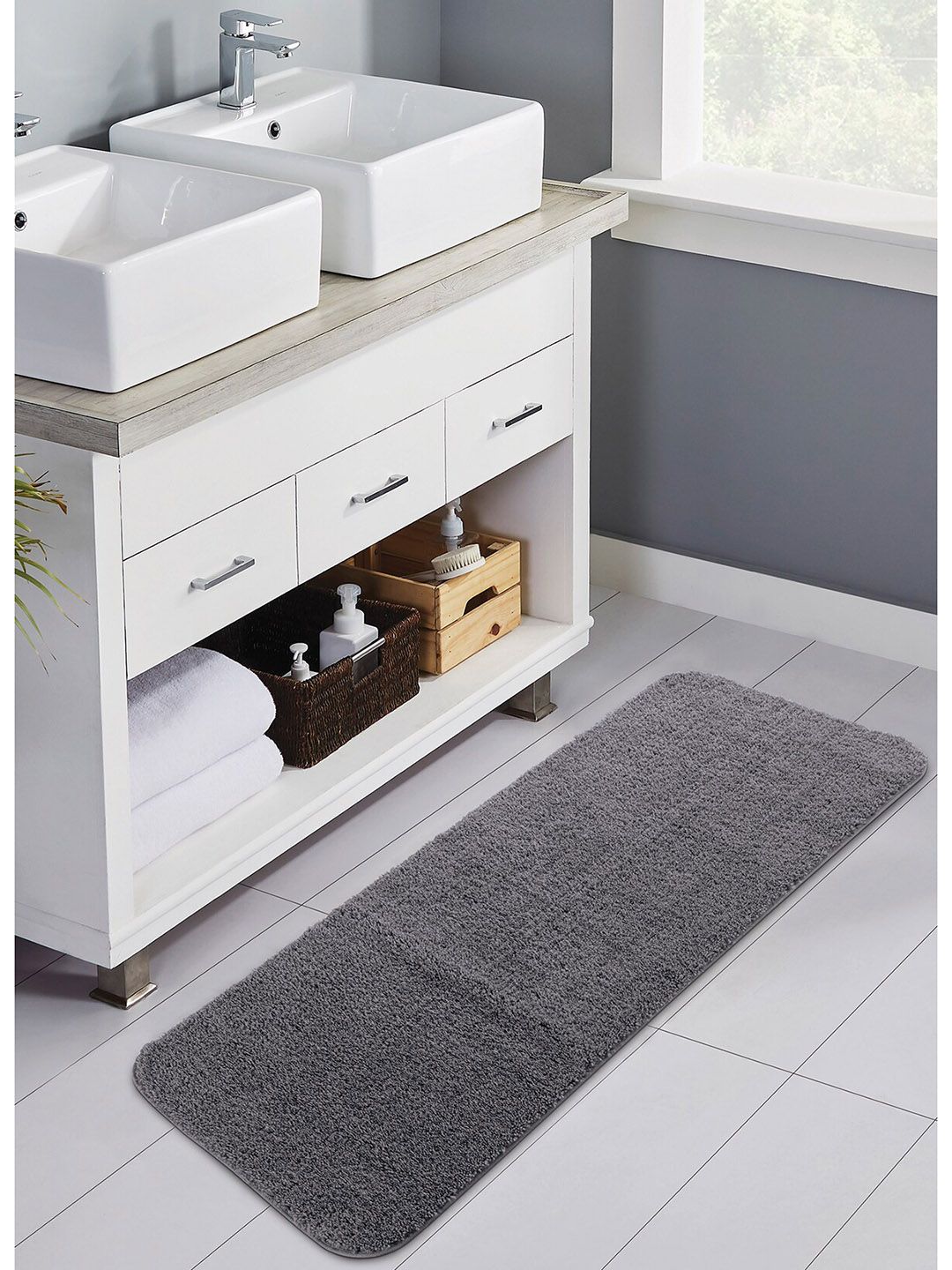 OBSESSIONS Grey Solid 1400 GSM Bath Rug Price in India