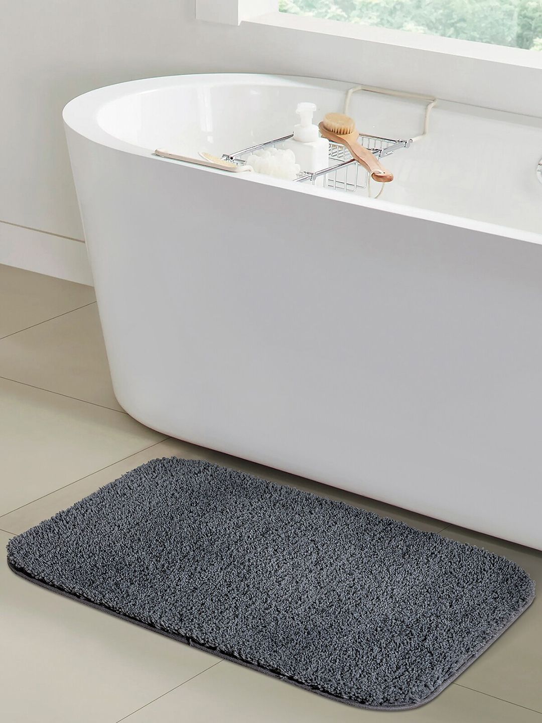 OBSESSIONS Grey Solid 1400 GSM Bath Rug Price in India