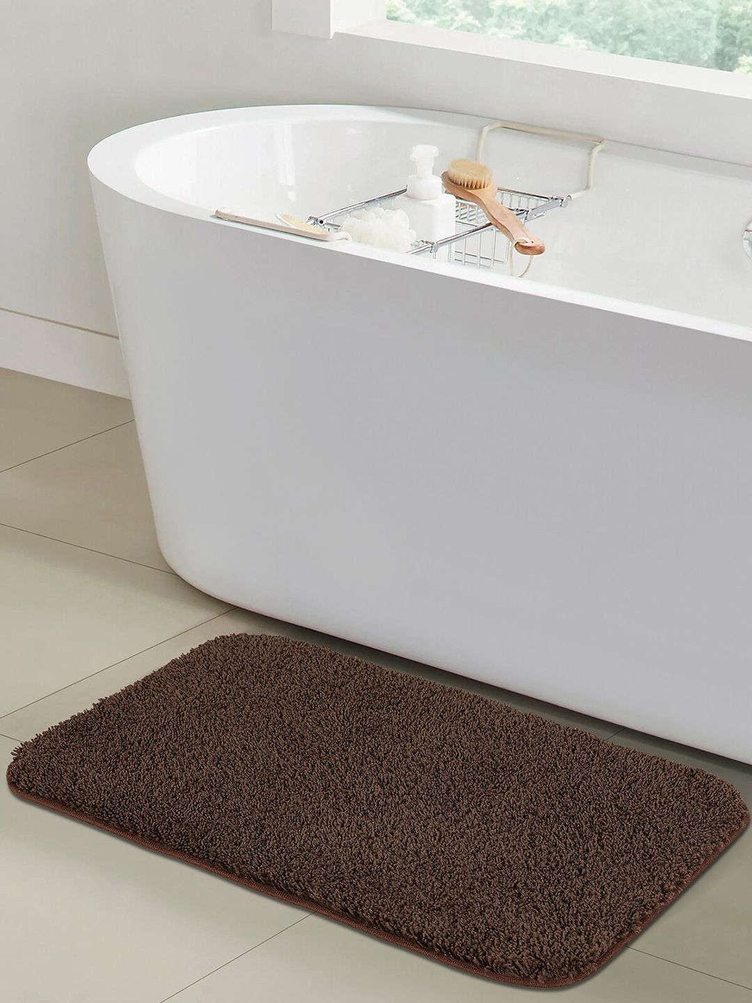 OBSESSIONS Brown Solid 1400 GSM Bath Rugs Price in India