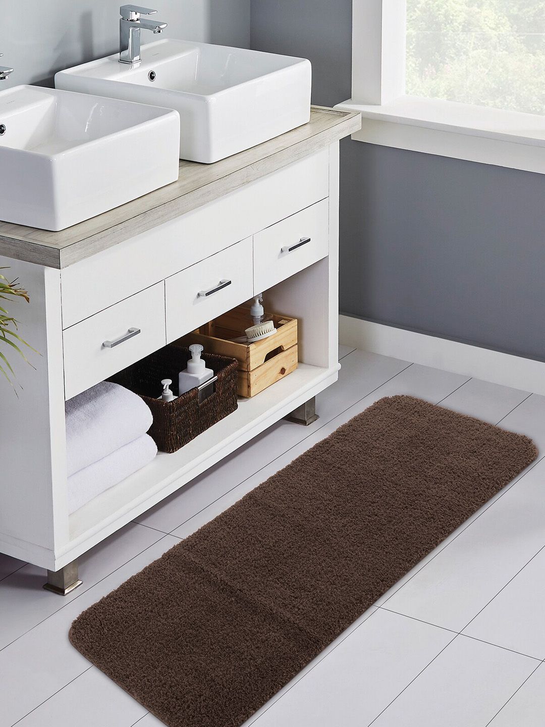 OBSESSIONS Brown Solid 1400 GSM Bath Rugs Price in India