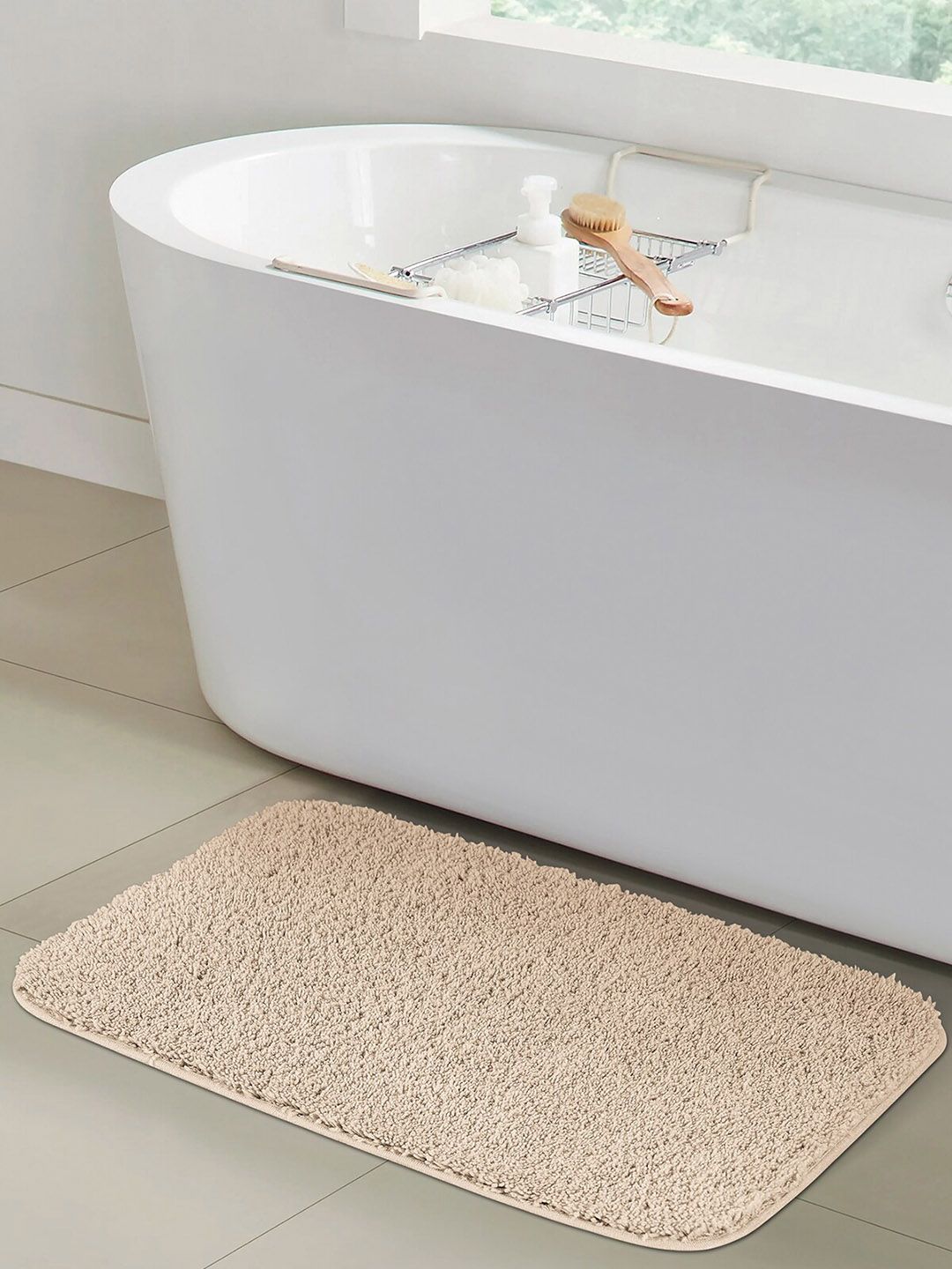 OBSESSIONS Beige Solid 1400 GSM Bath Rug Price in India