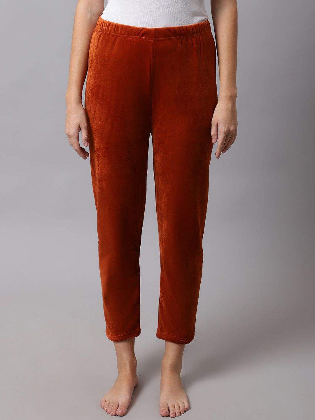 TAG 7 Women Rust Solid Lounge Pants Price in India