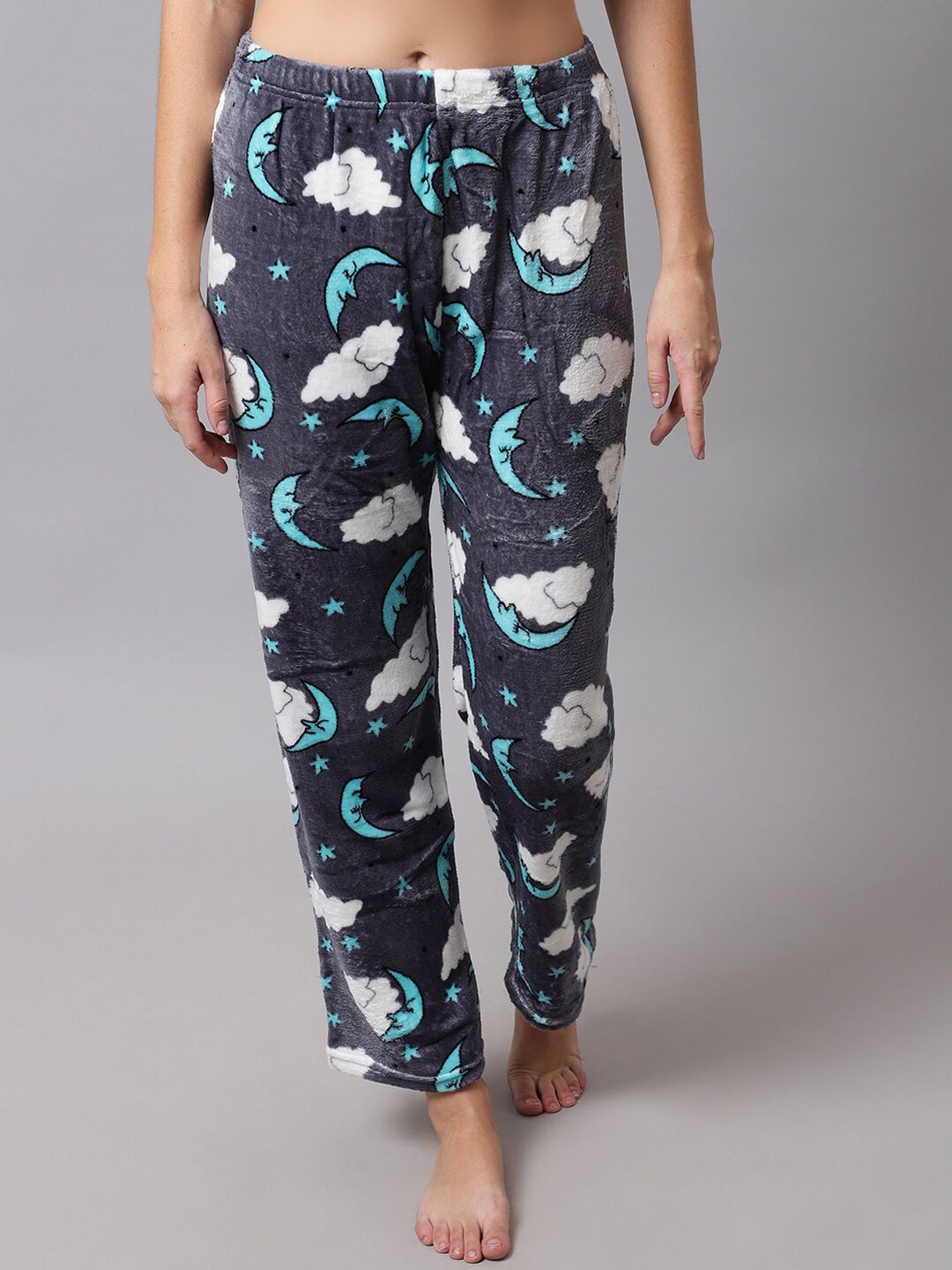 TAG 7 Women Grey Graphic Printed Lounge Pants Price in India